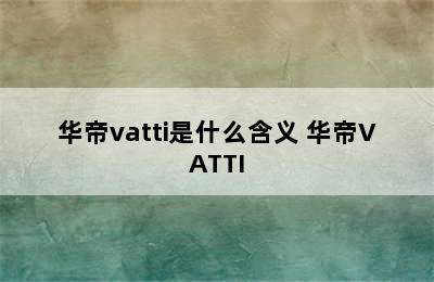 华帝vatti是什么含义 华帝VATTI